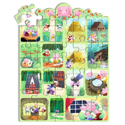 DJECO Puzzles y encajes Puzzle de Historia Los Tres Cerditos 35 piezas - Djeco DJ07051