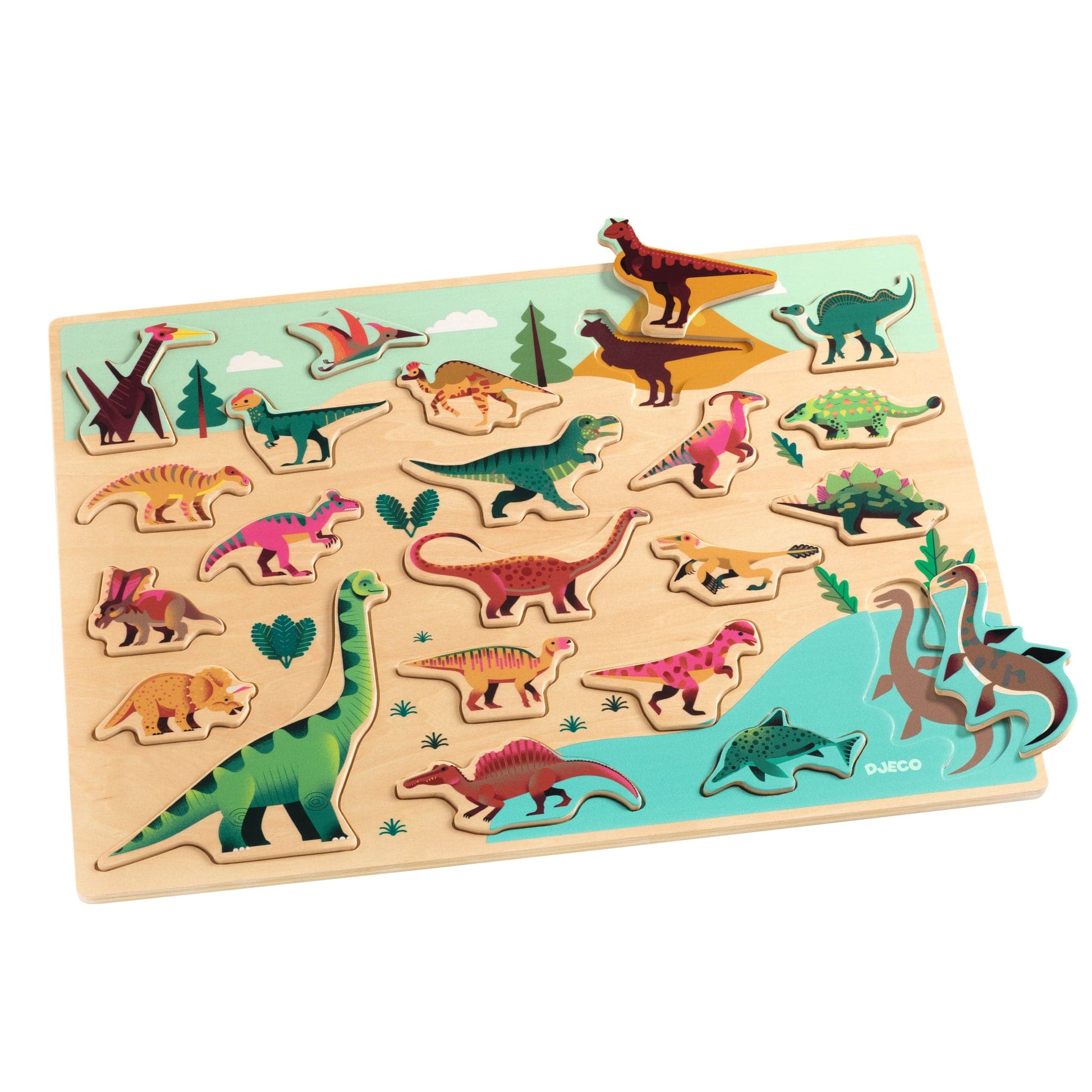 DJECO Puzzles y encajes Puzzle de madera Dino 22 piezas - Djeco DJ01832