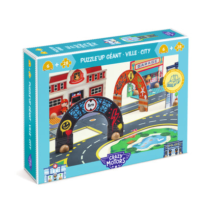 Djeco Puzzles y encajes Puzzle Gigante 3D Puzzl’Up Ciudad – Circuito Crazy Motors- Djeco DJ05499