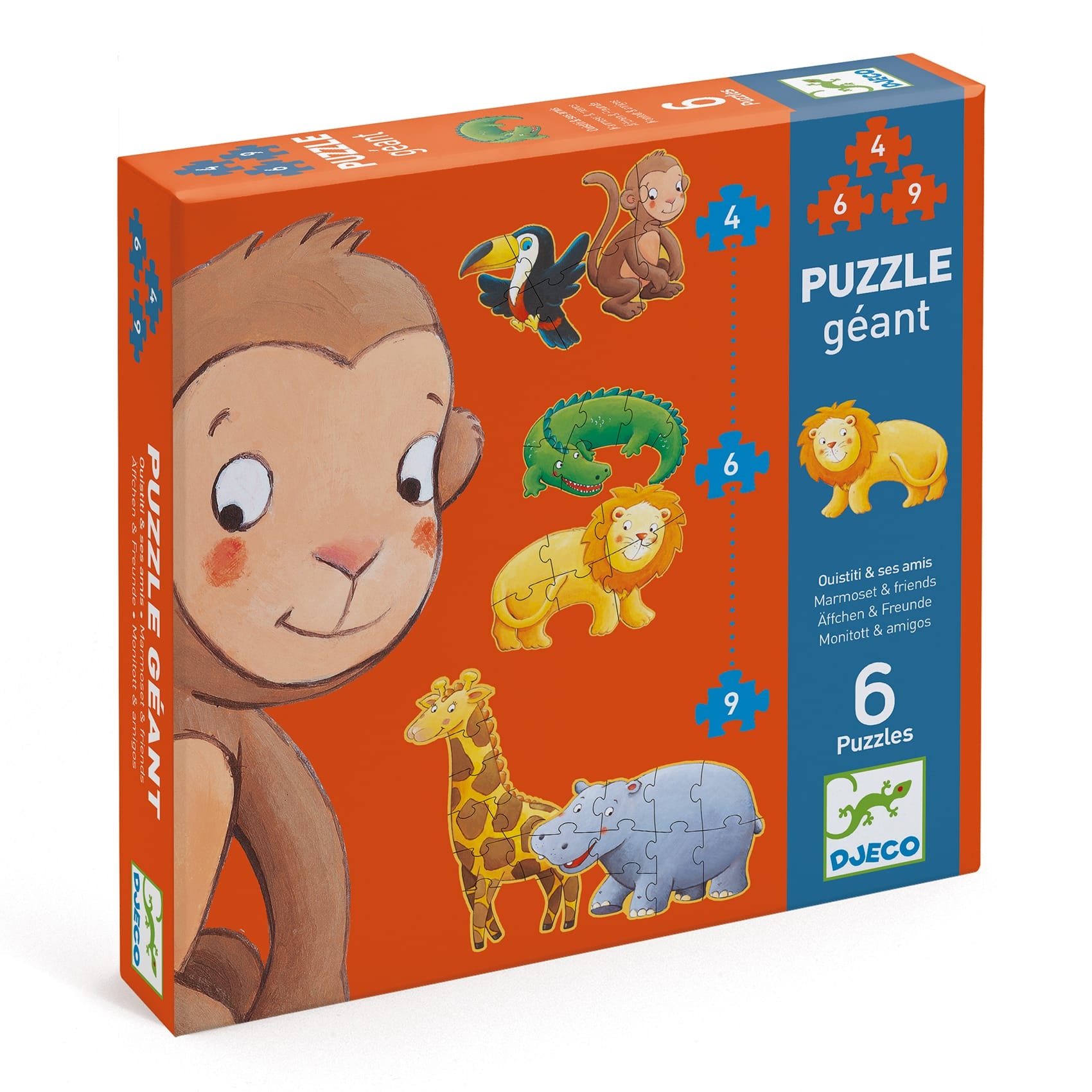 DJECO Puzzles y encajes Puzzle Gigante Marmoset and Friends DJ07114