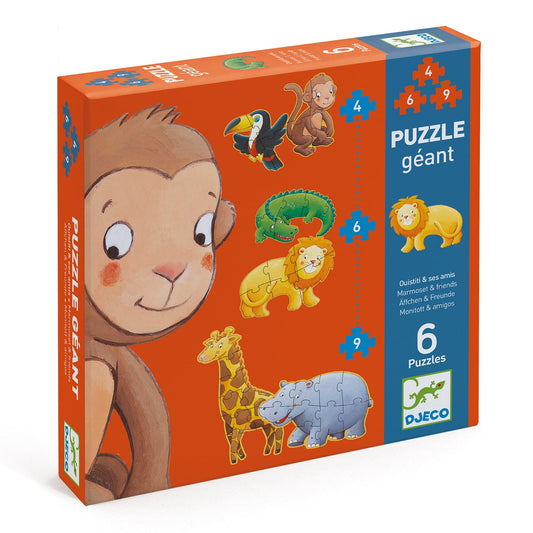 DJECO Puzzles y encajes Puzzle Gigante Marmoset and Friends DJ07114