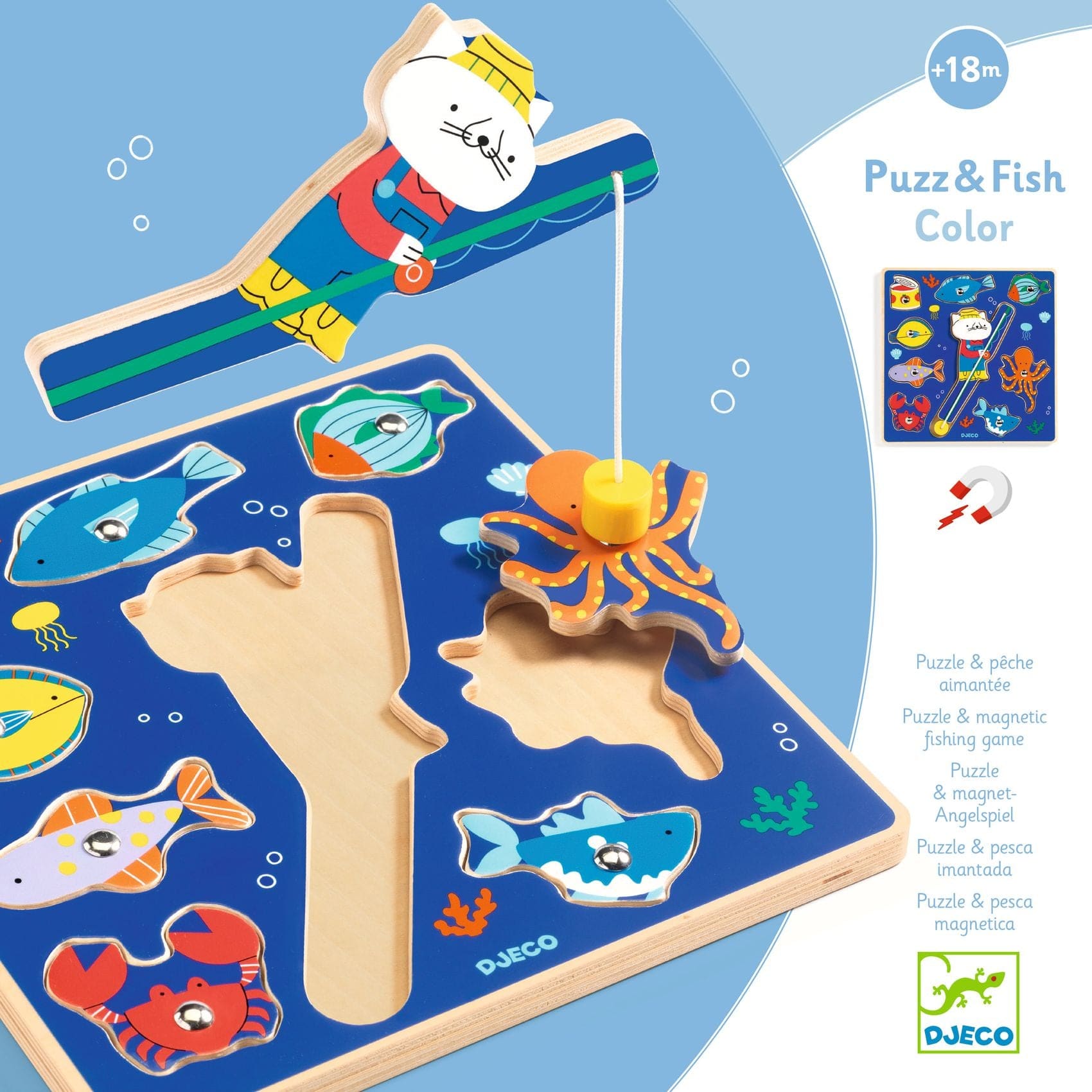 Djeco Puzzles y encajes Puzzle Puzz & Fish Colores - Djeco DJ01080