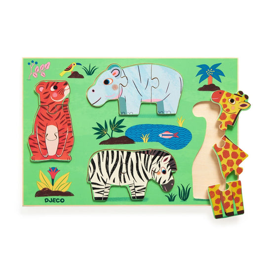 DJECO Puzzles y encajes Puzzles de madera Coucou Tigre - Djeco DJ01264