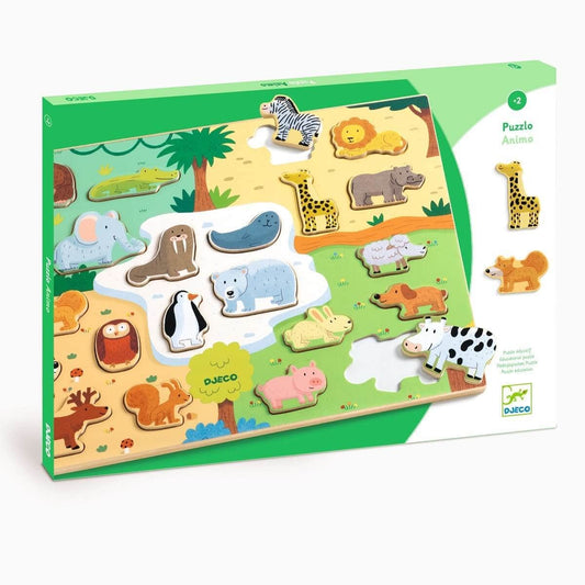 DJECO Puzzles y encajes Rompecabezas de encaje Puzzlo Animo  22 piezas - Djeco DJ01830
