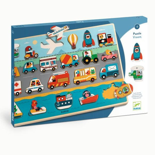 Djeco Puzzles y encajes Rompecabezas de encaje Puzzlo Vroom 22 piezas - Djeco DJ01831