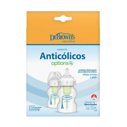 Dr Browns Mamadera Pack 2 Mamaderas Boca Ancha 150ml - Dr Browns WB52600