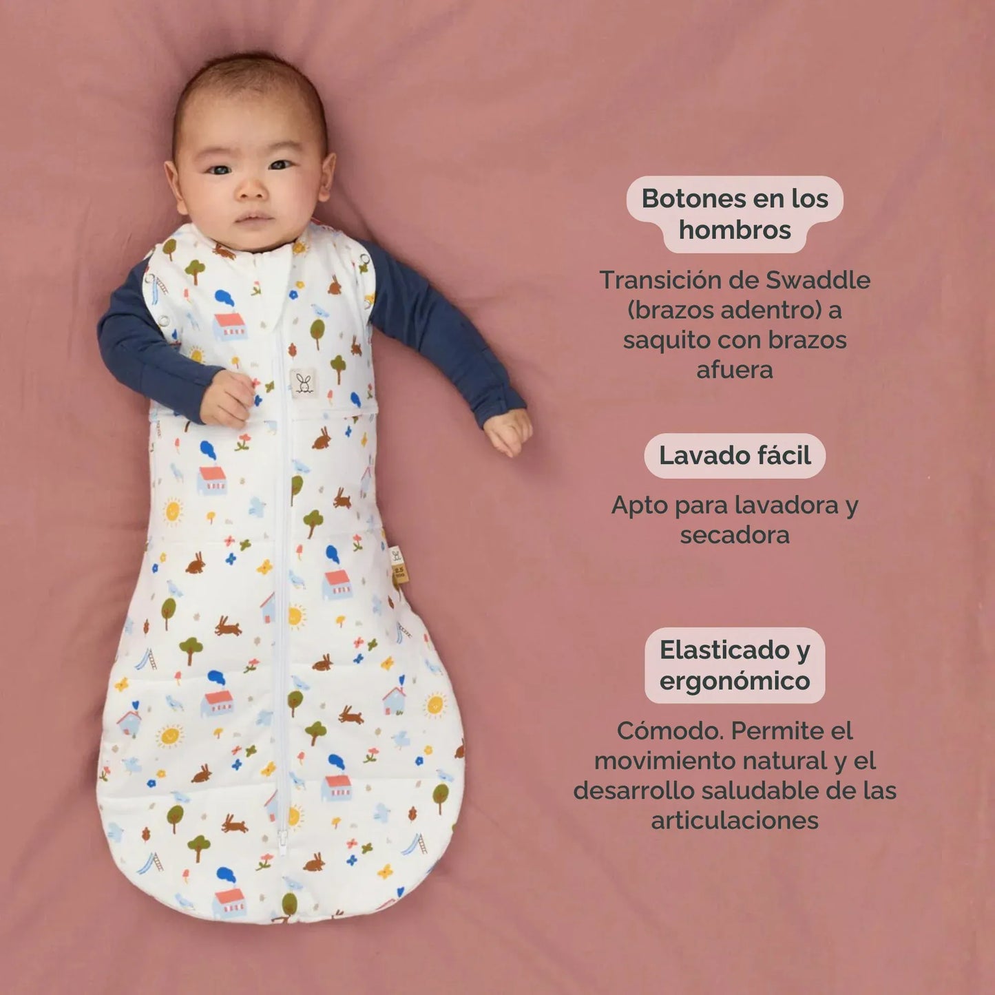 Ergopocuh Sacos de Dormir Cocoon Swaddle Bag TOG 2.5  3 a 6 Meses Daisies- Ergopouch 9352240022481