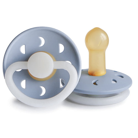 Frigg Chupete Chupete Redondo de Caucho Natural X1 Moon Talla 2 Powder Blue Glow Night- Frigg FRI10541