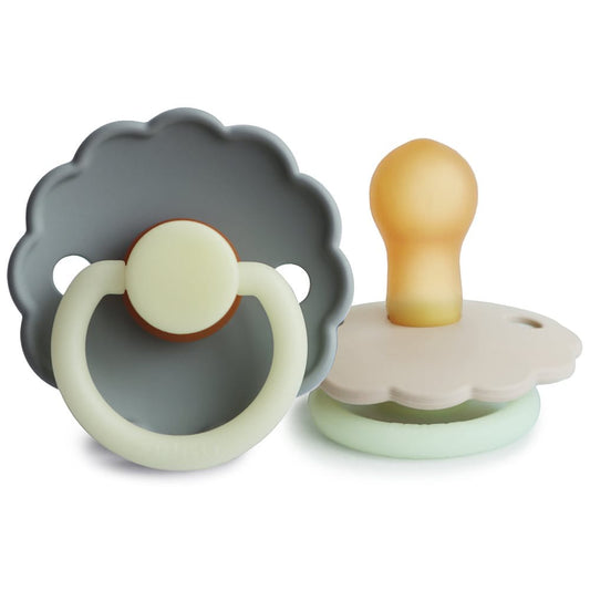 Frigg Chupete Chupete Redondo de Caucho Natural X2 Daisy Talla 1 Cream / French Gray Glow Night - Frigg FRI76221537
