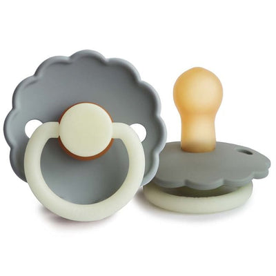 Chupete Redondo de Caucho Natural X2 Daisy Talla 2 French Gray / Portobello Glow Night - Frigg