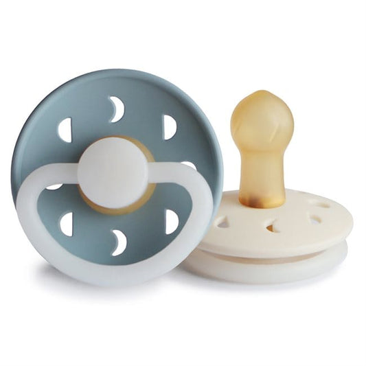 Frigg Chupete Chupete Redondo de Caucho Natural X2 Moon Talla 1  Stone Blue / Cream Glow Night- Frigg FRI100201
