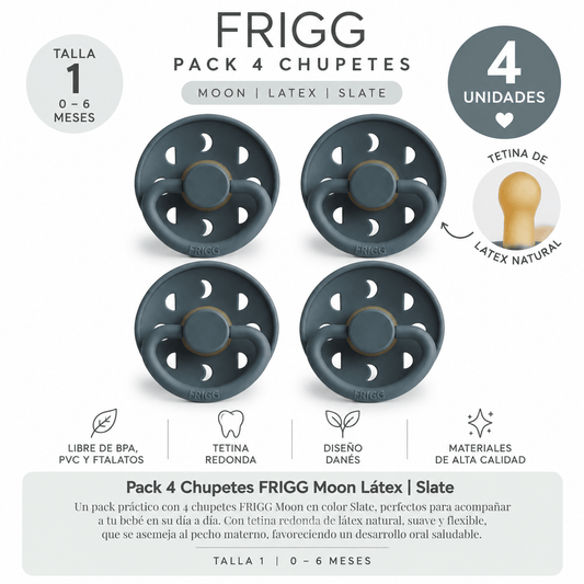 Frigg Chupete Pack 4 Chupetes FRIGG Moon Látex Talla 1 Slate FRI76841378x4