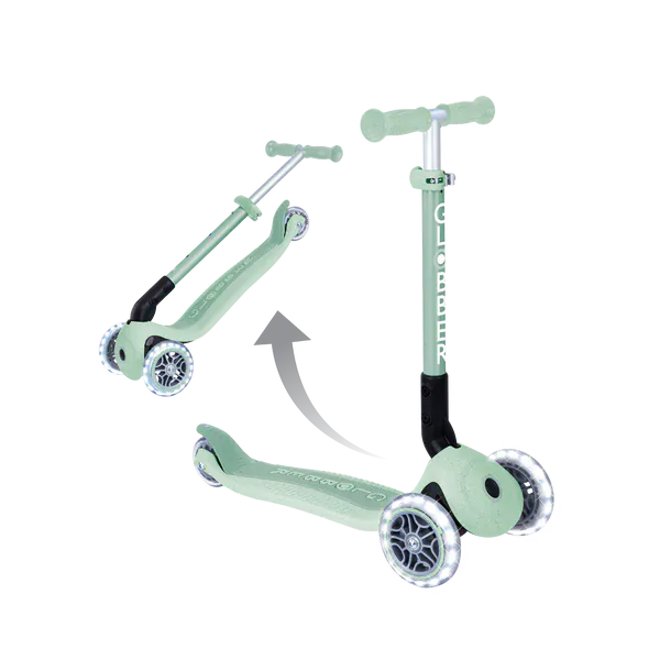 Globber Scooter Scooter Infantil 3 Ruedas Globber Ecológico Plegable con Luces Pistachio 692-505-2