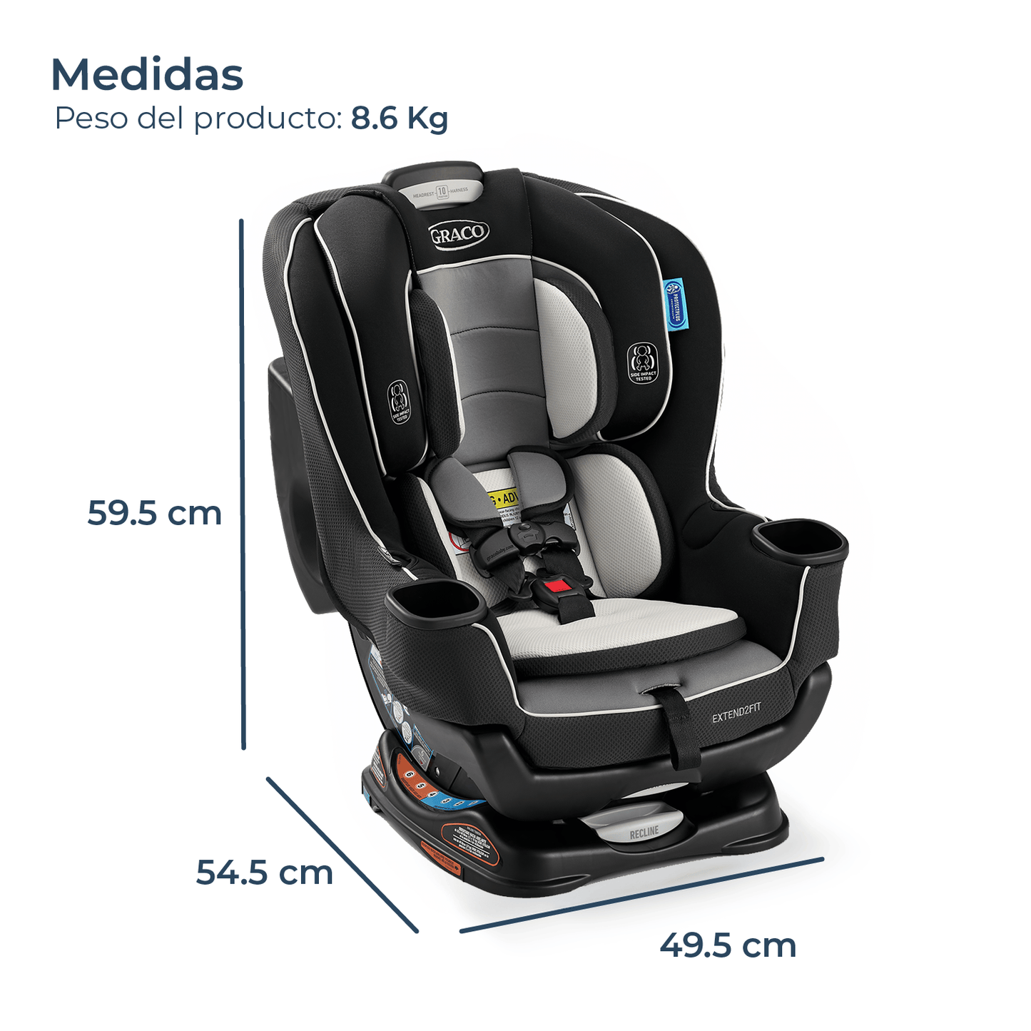 Graco Silla de auto convertible Silla de auto para bebe convertible Extend2fit Gothan  -  2 en 1 Graco GR42201963212