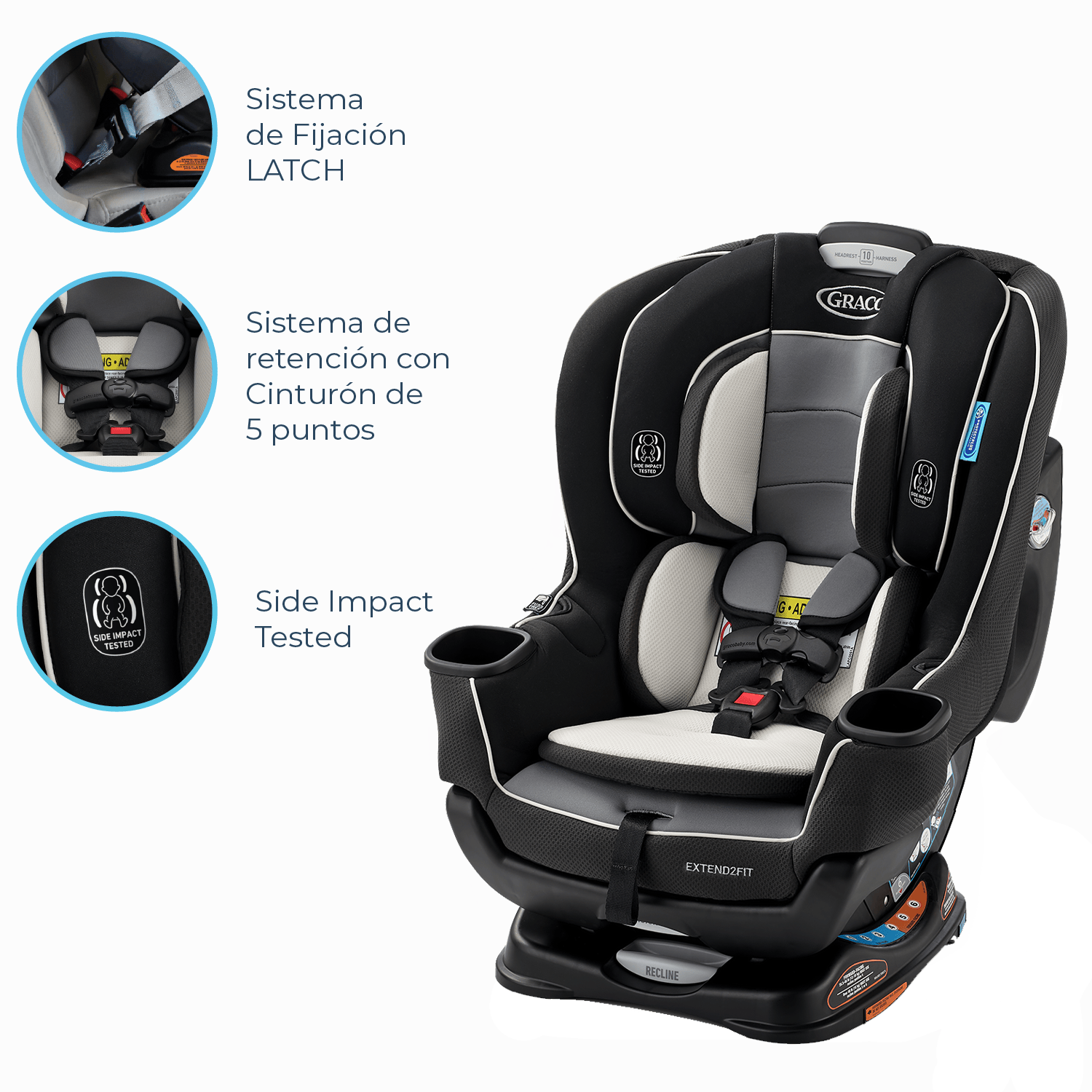 Graco Silla de auto convertible Silla de auto para bebe convertible Extend2fit Gothan  -  2 en 1 Graco GR42201963212
