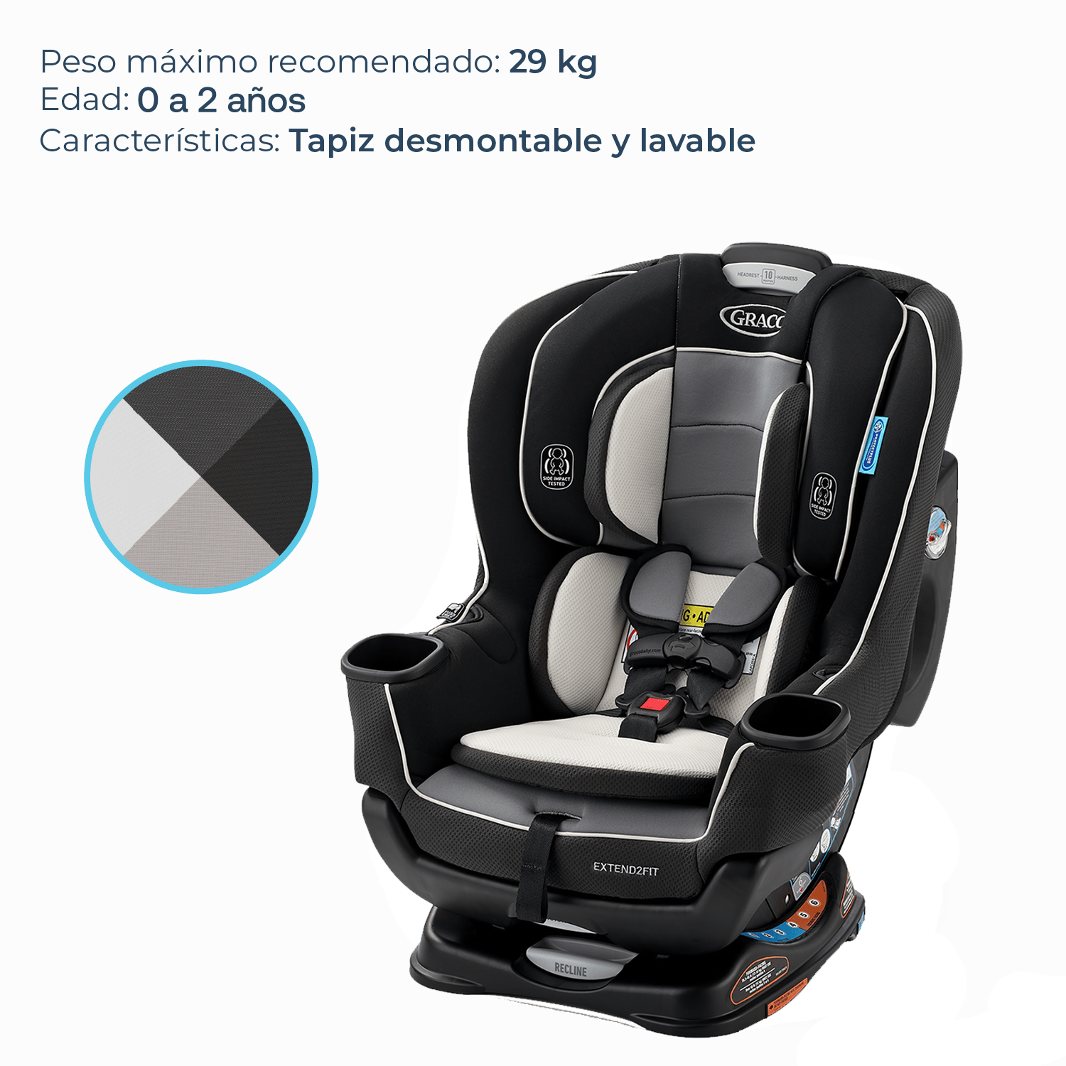 Graco Silla de auto convertible Silla de auto para bebe convertible Extend2fit Gothan  -  2 en 1 Graco GR42201963212