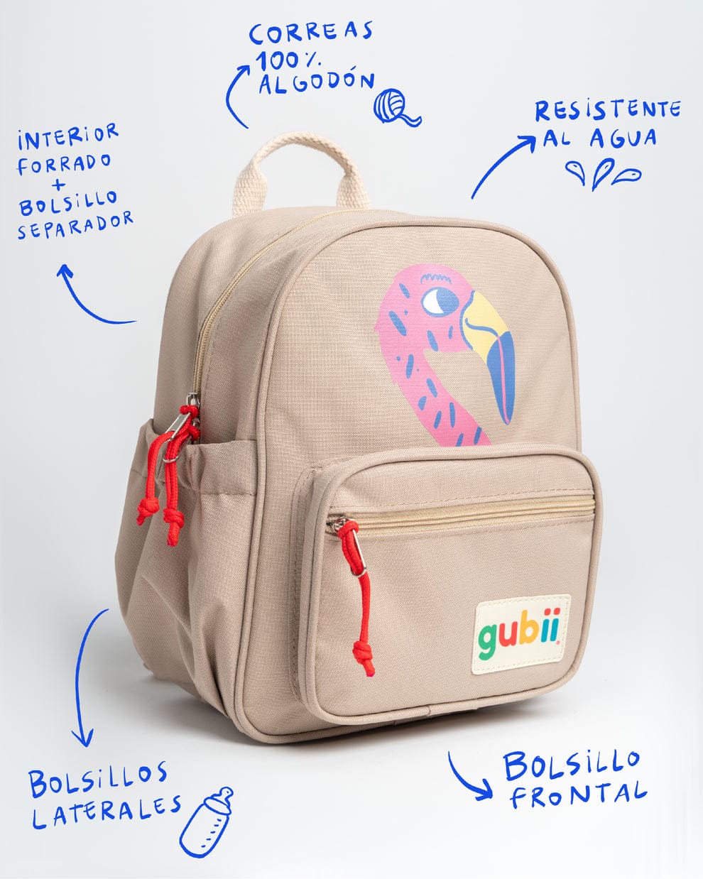 Gubii Mochila Mochila pequeños salvajes Flamenco Marfil - Gubii 64173052