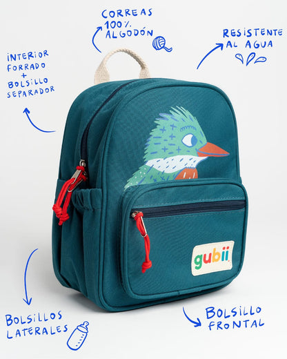 Gubii Mochila Mochila pequeños salvajes Martín pescador verde petroleo - Gubii 64861180