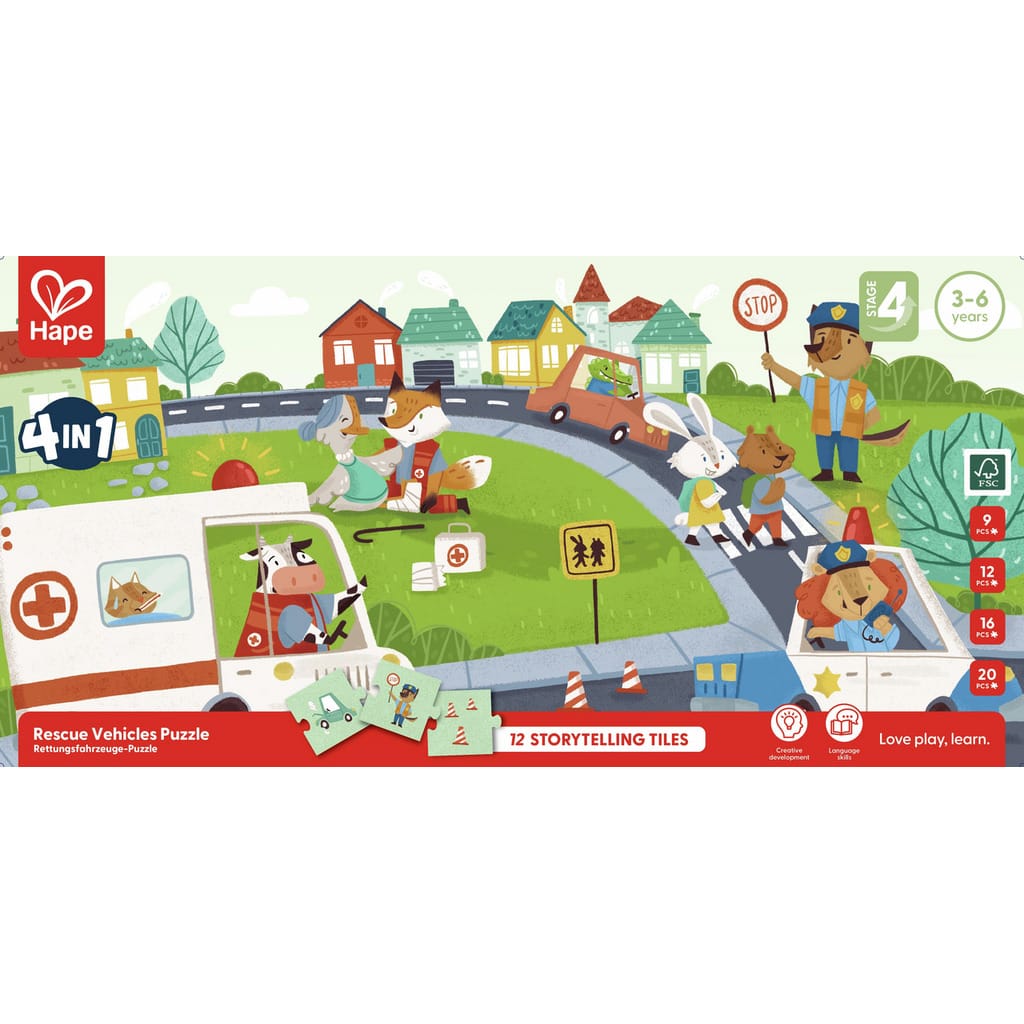 Hape Puzzles y encajes Puzzle de vehículos de rescate - Hape E1639