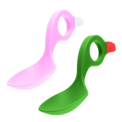 Set 2 cucharas para comer bebé Rosado Verde Pastel - ICan
