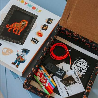 Kidywolf Arte / Manualidades Kidyneon Kit de decoración mural luminosa Animales - Kidywolf KIDYNEON-ANI-OR