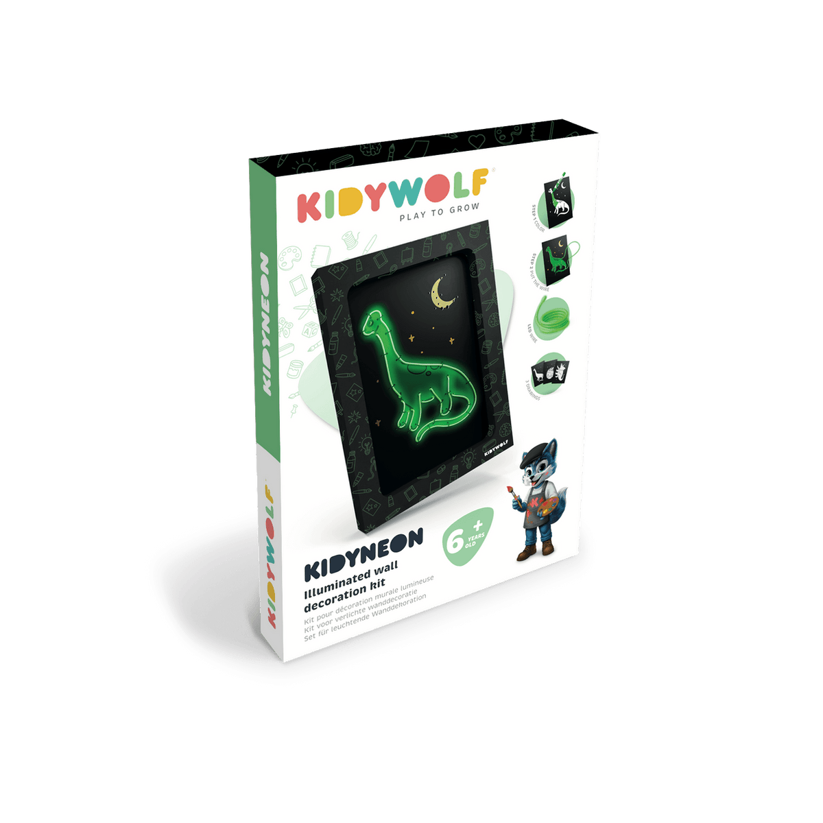Kidywolf Arte / Manualidades Kidyneon Kit de decoración mural luminosa Dinosaurios - Kidywolf KIDYNEON-DIN-GR