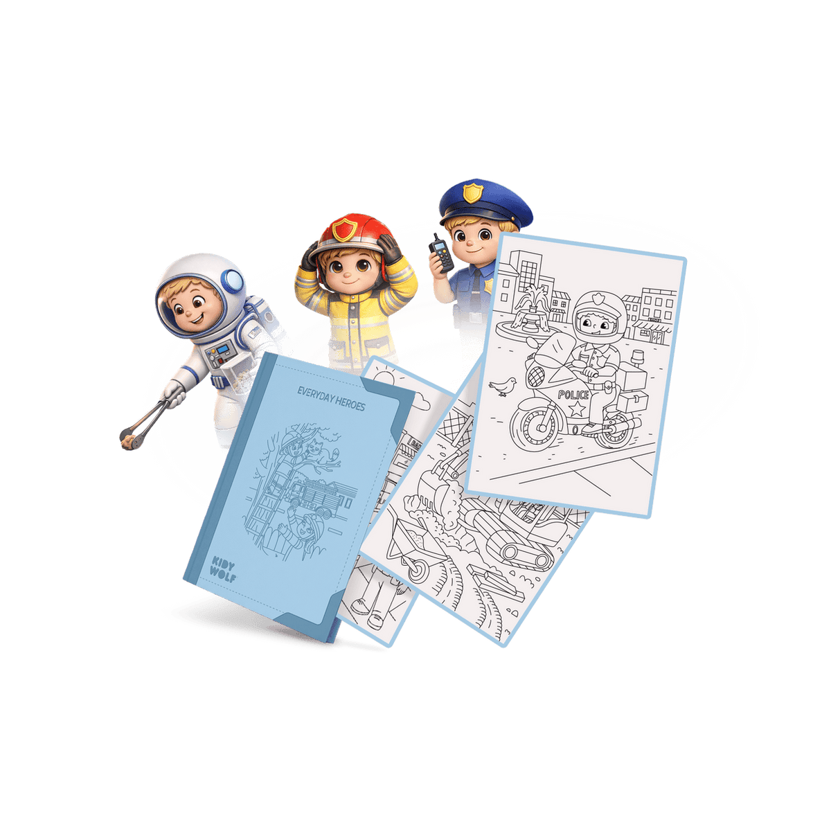 Kidywolf Arte / Manualidades Láminas de recambio para Kidypad Heéroes del día a día - Kidywolf KIDYDRAW-PAD-REFILL6-EDH