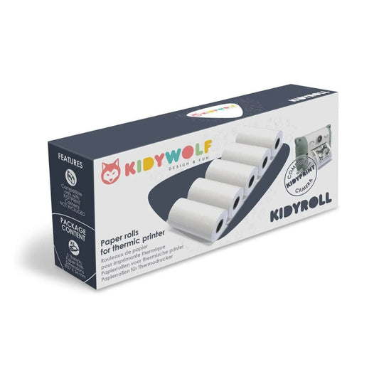 Kidywolf Camara de foto 5 rollos de papel térmico para cámara de foto instantanéa Kidyprint KIDYROLL-PA