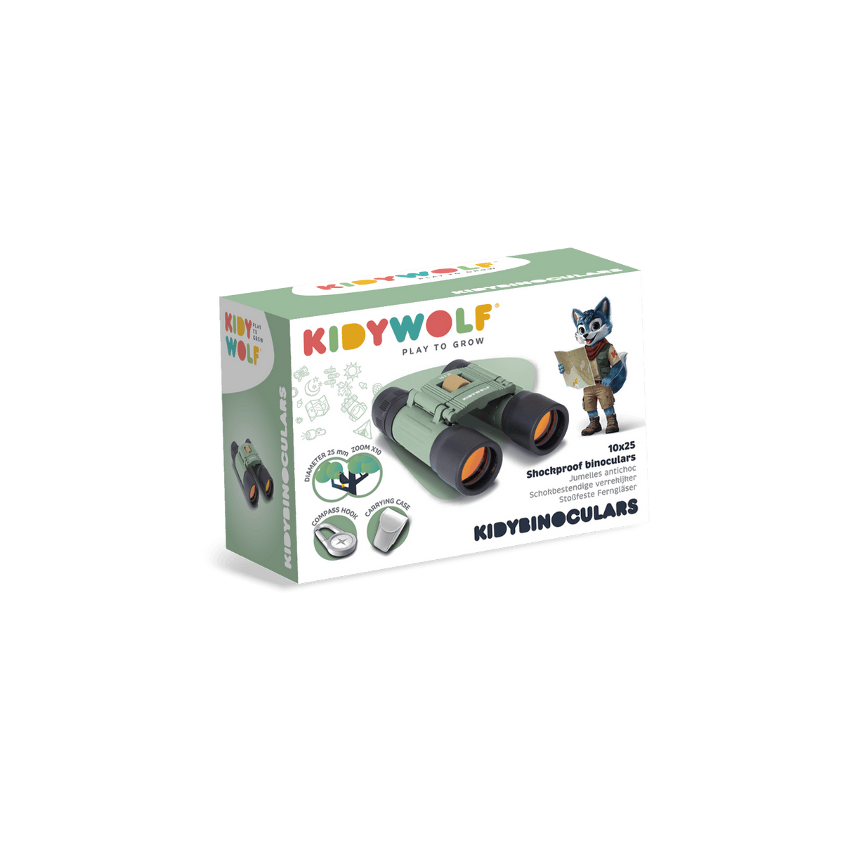 Kidywolf Juegos de Exterior KidyBinocular verde 10x25  - kidywolf KIDYBINOCULARS-GR