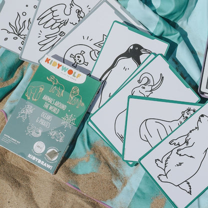 Kidywolf Recambios de tarjetas para Kidydraw Animals around the world y Oceans and pirates - Kidywolf REFIL-DRAW-MINI-AAW-OPI