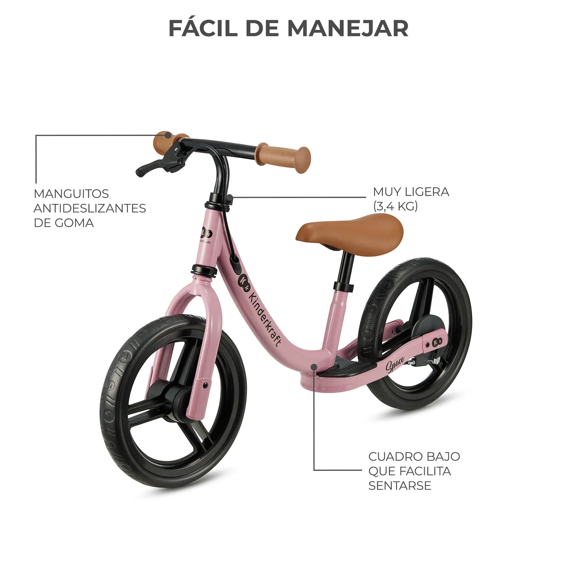 Kinderkraft Bicis Bicicleta de Balance SPACE 2021 Dark Pink- Kinderkraf KRSPAC23PNK