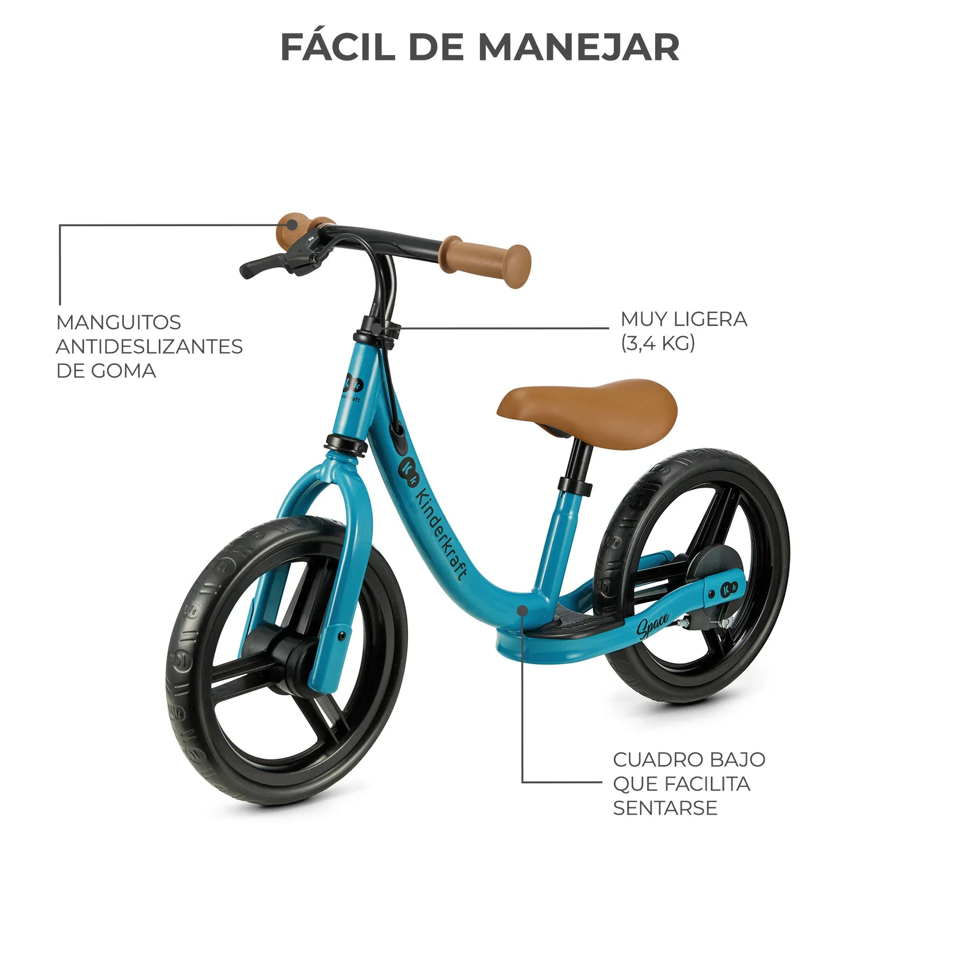 Kinderkraft Bicis Bicicleta de Balance SPACE 2021 Deep Blue- Kinderkraf KRSPAC23BLU