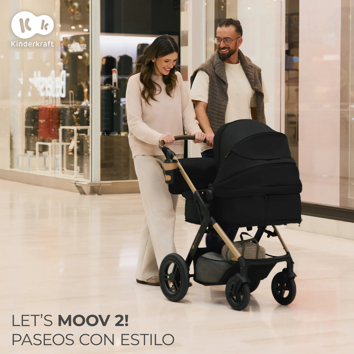 Kinderkraft Coches Travel System Travel System 3 en 1 MOOV 2 XL AIR Pure Black + Silla Nido MINK PRO | Kinderkraft KSMOOVXLBLK