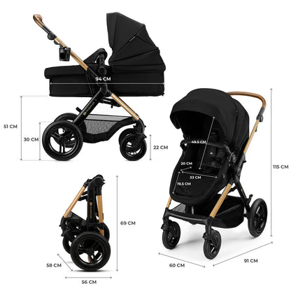Kinderkraft Coches Travel System Travel System 3 en 1 MOOV 2 XL AIR Pure Black + Silla Nido MINK PRO | Kinderkraft KSMOOVXLBLK