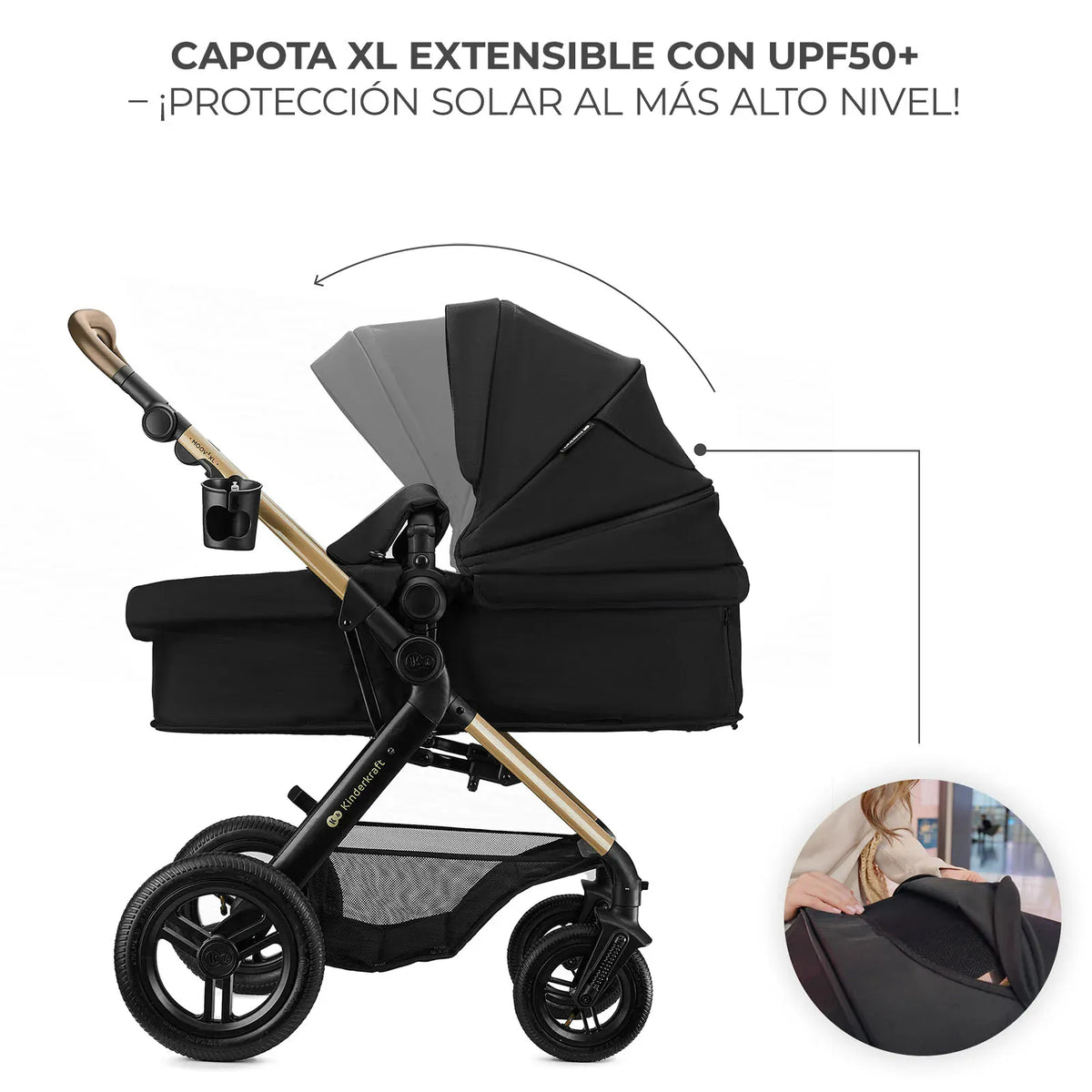 Kinderkraft Coches Travel System Travel System 3 en 1 MOOV 2 XL AIR Pure Black + Silla Nido MINK PRO | Kinderkraft KSMOOVXLBLK