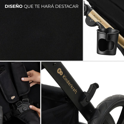 Kinderkraft Coches Travel System Travel System 3 en 1 MOOV 2 XL AIR Pure Black + Silla Nido MINK PRO | Kinderkraft KSMOOVXLBLK