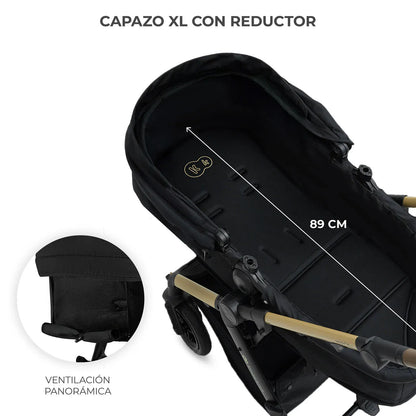 Kinderkraft Coches Travel System Travel System 3 en 1 MOOV 2 XL AIR Pure Black + Silla Nido MINK PRO | Kinderkraft KSMOOVXLBLK