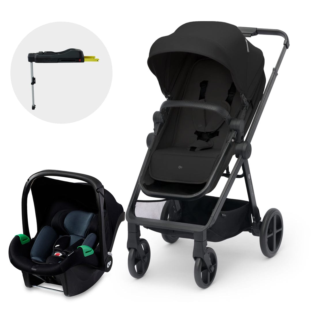 Kinderkraft Coches Travel System Travel system coche de paseo newly moon black 3 en 1 + silla de auto mink FX + base KK71027553353910