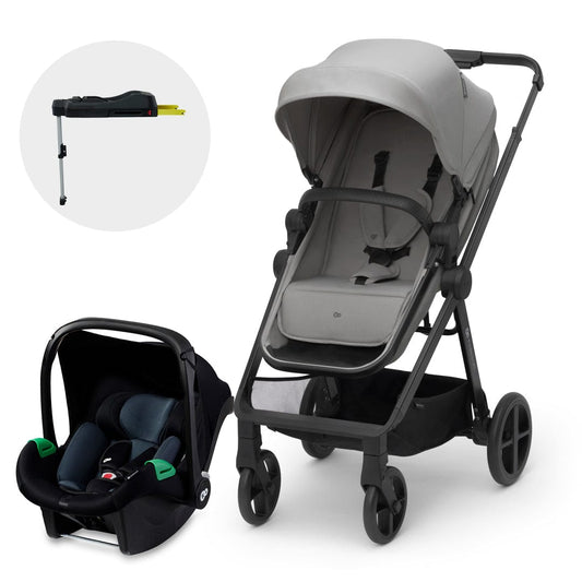 Kinderkraft Coches Travel System Travel system coche de paseo newly moonlight grey 3 en 1 + silla de auto mink FX + base KK71027541499560