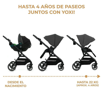 Kinderkraft Coches Travel System Travel System Coche YOXI + Silla Nido MINK PRO + Base ISOFIX Black | Kinderkraft KK74351138425954