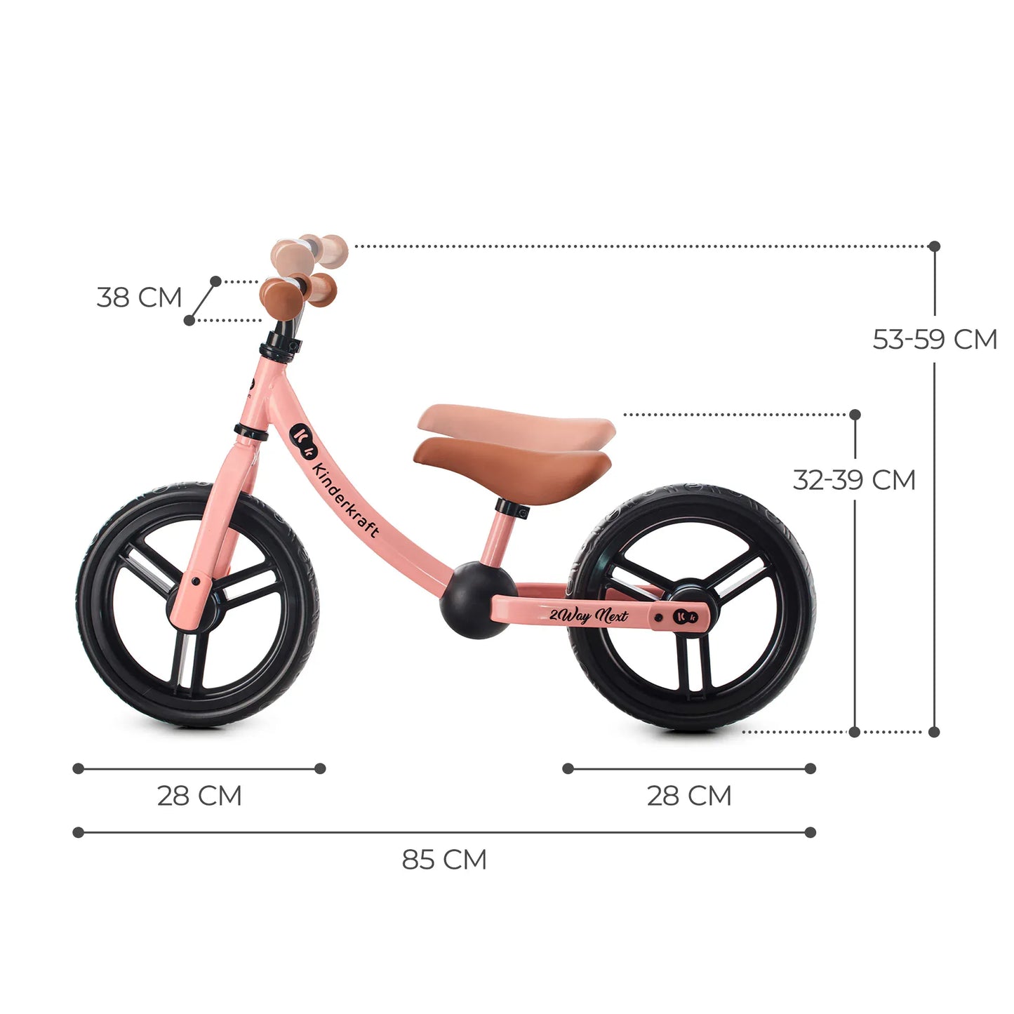 Kinderkraft Scooter Bicicleta de Balance 2WAY Next Rose Pink- Kinderkraf KR2WAY22PNK