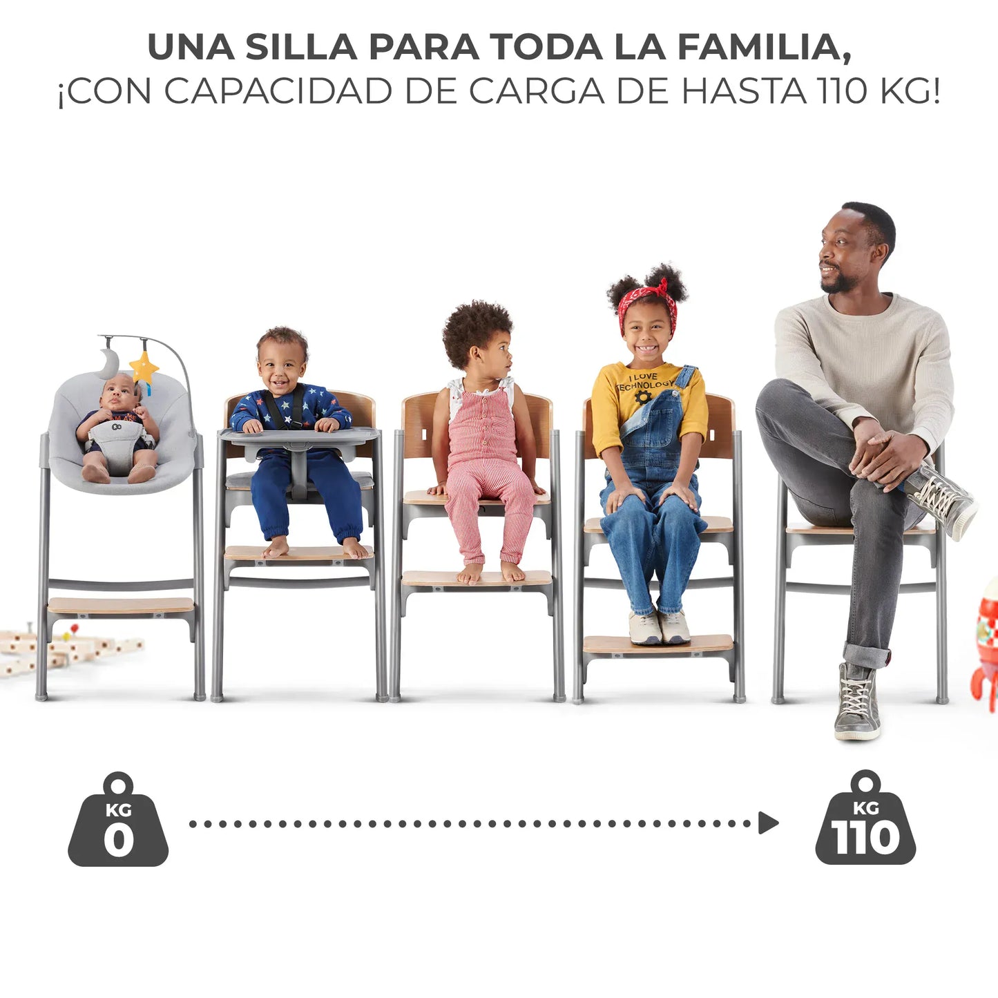 Kinderkraft Sillas de comer Arma tu Pack Silla Livy Wood con Silla Nido Mecedora Calmee - Kinderkraft packlivycalmee
