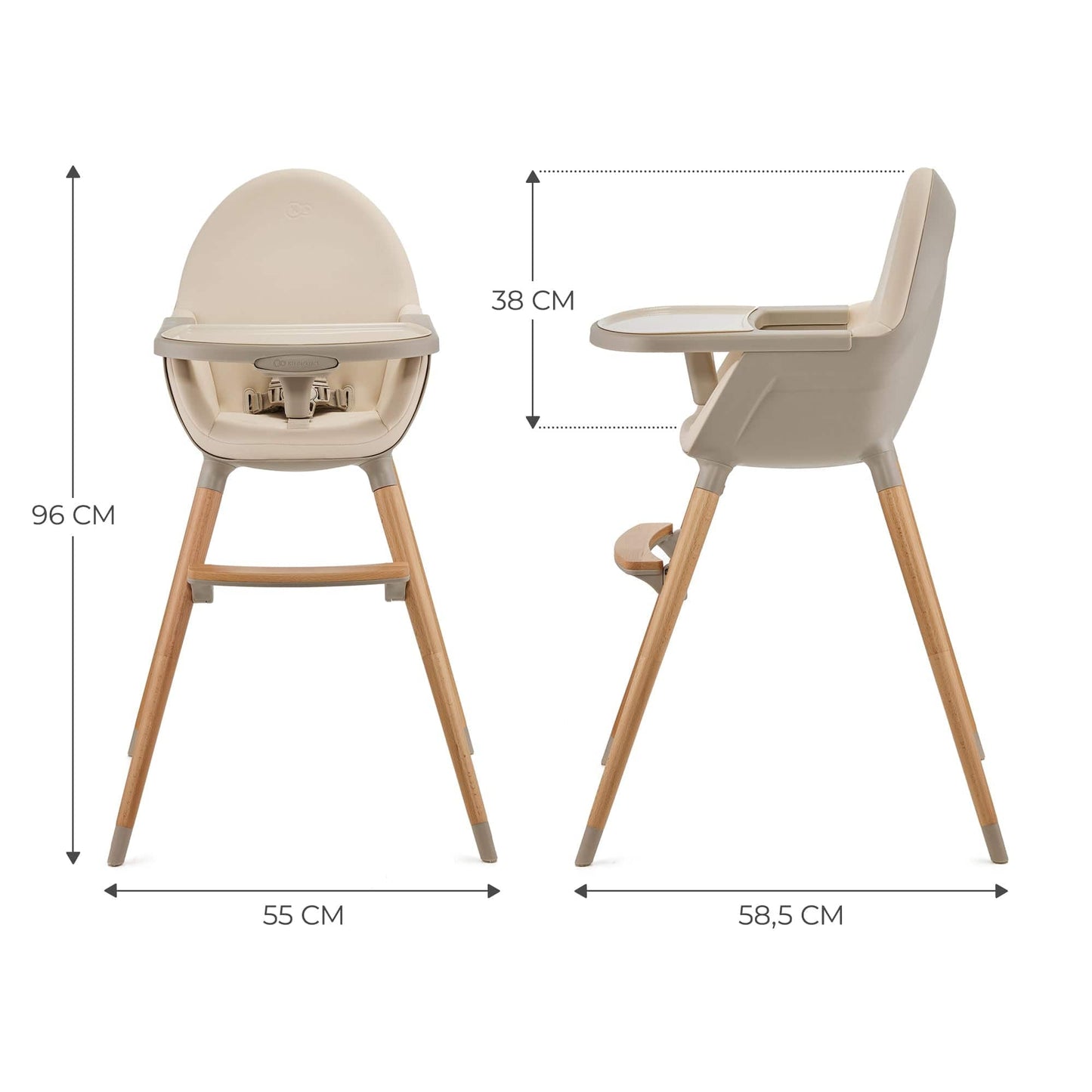 KINDERKRAFT Sillas de comer Silla De Comer 2 en 1 Fini 2 Beige KHFINIBEG