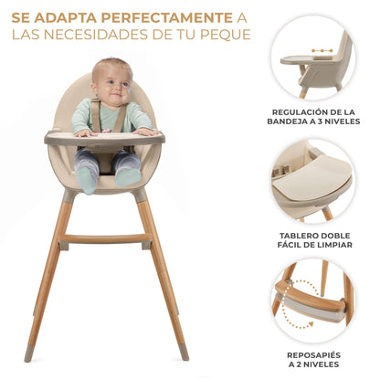 KINDERKRAFT Sillas de comer Silla De Comer 2 en 1 Fini 2 Beige KHFINIBEG