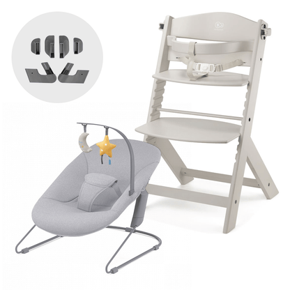 Kinderkraft Sillas de comer Silla de comer evolutiva 4 en 1 Enock + Silla mecedora Calmee Full Beige- Kinderkraft KK74950144308329