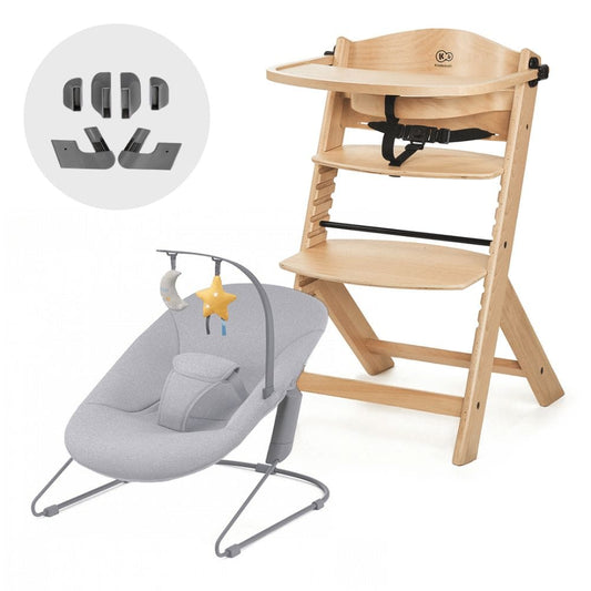 Kinderkraft Sillas de comer Silla de comer evolutiva 4 en 1 Enock + Silla mecedora Calmee Natural - Kinderkraft KHENCA00GRY