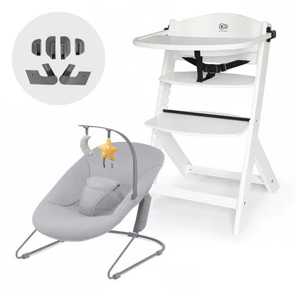 Kinderkraft Sillas Mecedoras Silla de comer evolutiva 4 en 1: silla Enock Blanca + mecedora Calmee- Kinderkraf KK74950109683593