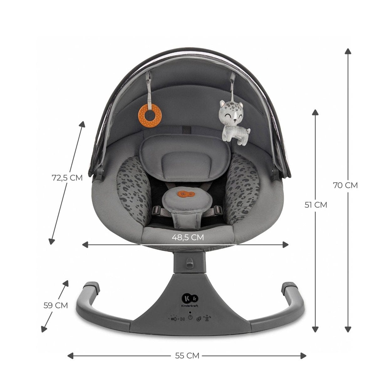 Kinderkraft Sillas Mecedoras Silla Mecedora / Hamaca eléctrica Lumi 2 Dark Grey - Kinderkraf KBLUMIGR