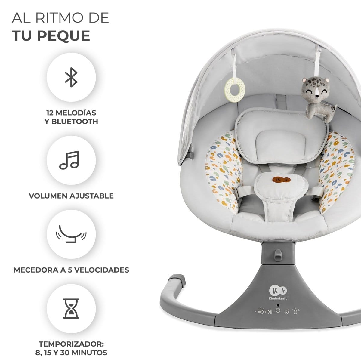 Kinderkraft Sillas Mecedoras Silla Mecedora / Hamaca eléctrica Lumi 2 Light Grey - Kinderkraf KBLUMI02LGR