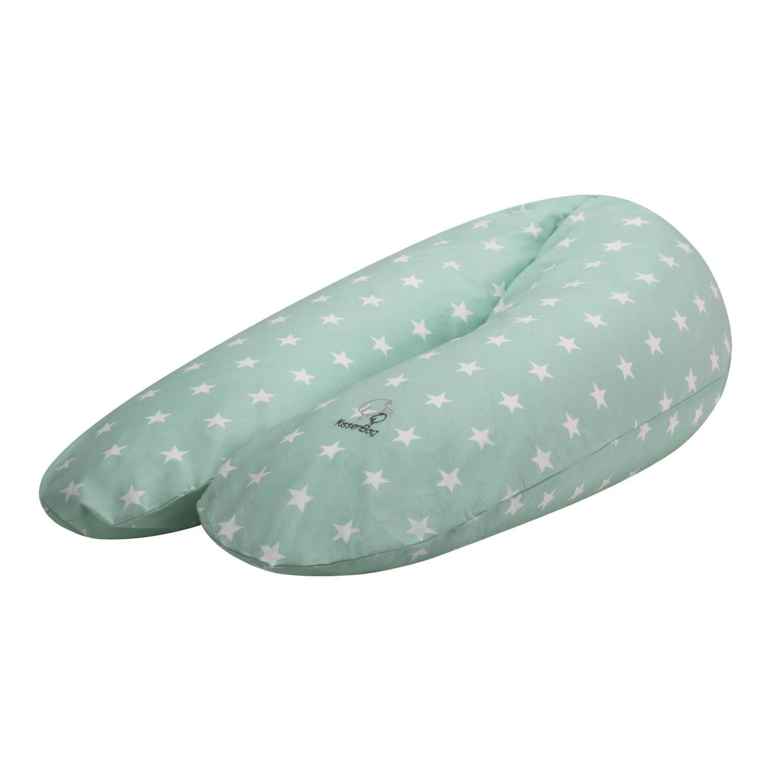 KISSENBAG Lactancia Cojín multifuncional Verde agua Estrellas Blancas KISSENVERDESTRELLABLANCA
